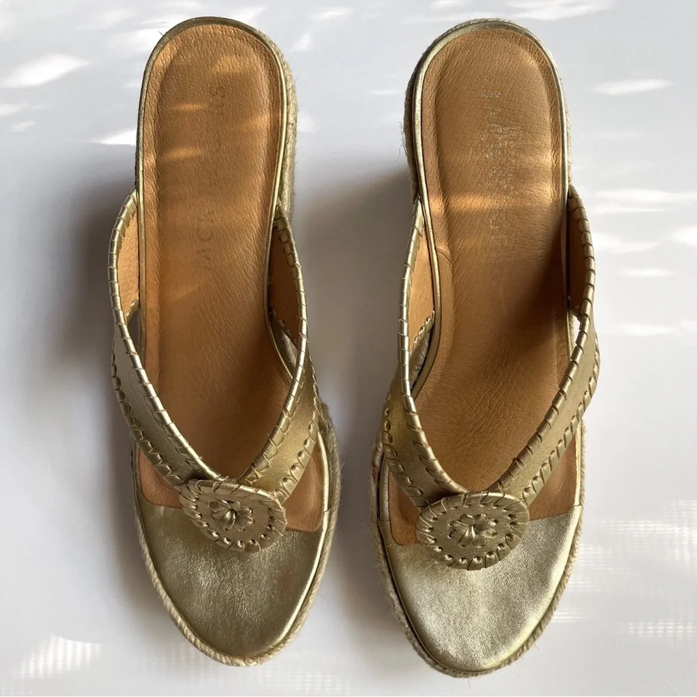 Jack Rogers Gold Wedge Sandals - Picture 3 of 10